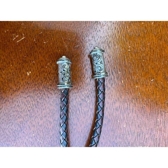 Vintage Brighton Western Braided leather Rope Belt Silver Toned Horseshoe Buckle - Picture 3 of 5